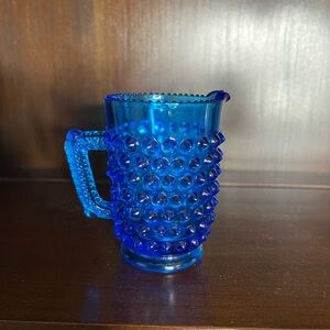 Vintage Fenton Blue Hobnail Colonial Mini Glass Creamer Pitcher 2.5 3 Inches